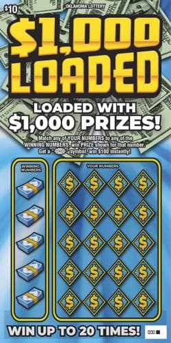 $1,000 Loaded scratch-off ticket
