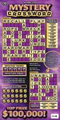 Mystery Crossword scratch-off ticket