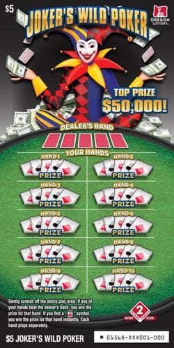 Joker's Wild Poker scratch-off ticket