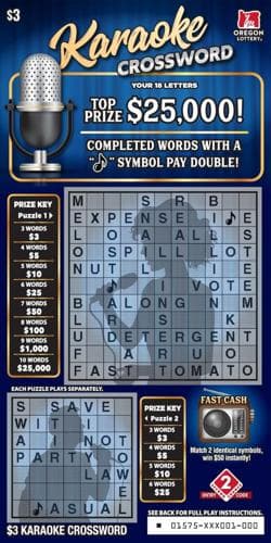 Karaoke Crossword scratch-off ticket