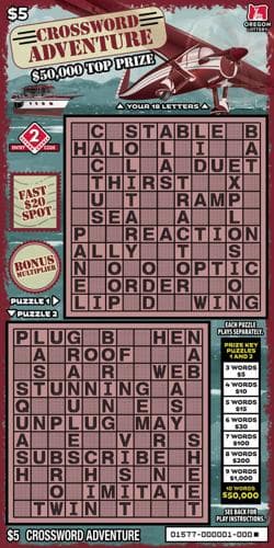 Crossword Adventure scratch-off ticket