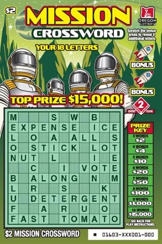Mission Crossword scratch-off ticket