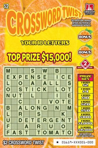 Crossword Twist scratch-off ticket