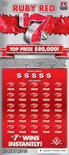 Ruby Red 7s scratch-off ticket