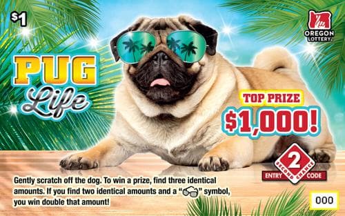 Pug Life scratch-off ticket