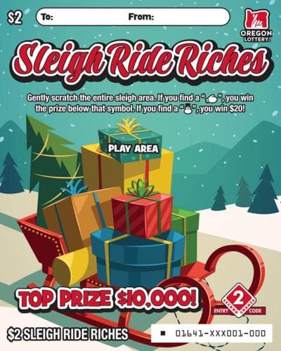 Sleigh Ride Riches scratch-off ticket