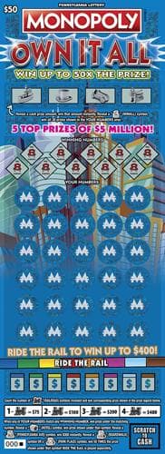 MONOPOLY Own It All scratch-off ticket