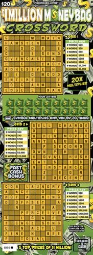 $1 Million Moneybag Crossword scratch-off ticket