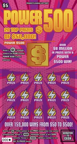 Power $500 scratch-off ticket