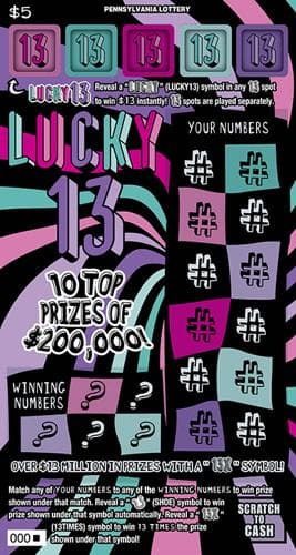 Lucky 13 scratch-off ticket