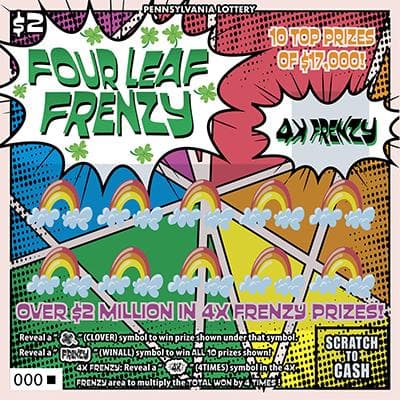Four Leaf Frenzy scratch-off ticket