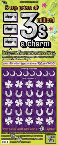3s a Charm scratch-off ticket