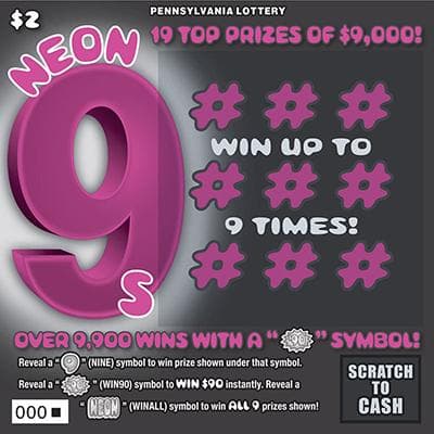 Neon 9s scratch-off ticket