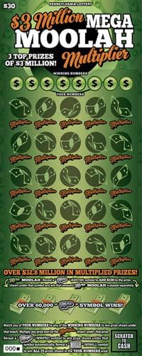 $3 Million Mega Moolah Multiplier scratch-off ticket
