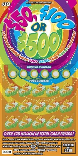 $50, $100 or $500 scratch-off ticket