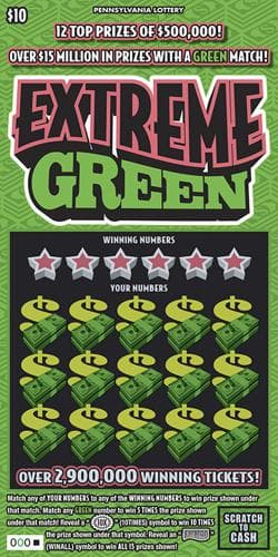 Extreme Green scratch-off ticket