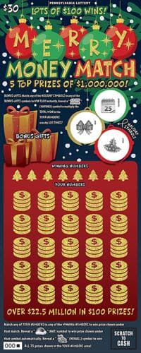 Merry Money Match scratch-off ticket