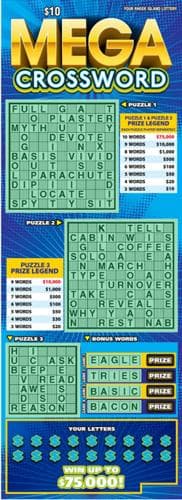 MEGA CROSSWORD scratch-off ticket