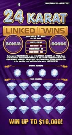 24 KARAT LINKED WINS scratch-off ticket