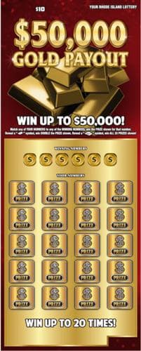 $50,000 GOLD PAYOUT scratch-off ticket