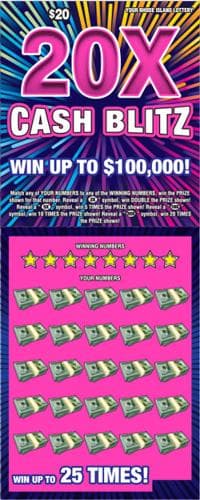 20X CASH BLITZ scratch-off ticket