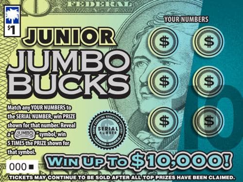 Junior Jumbo Bucks scratch-off ticket