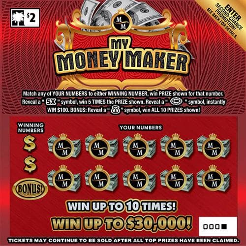 My Money Maker scratch-off ticket