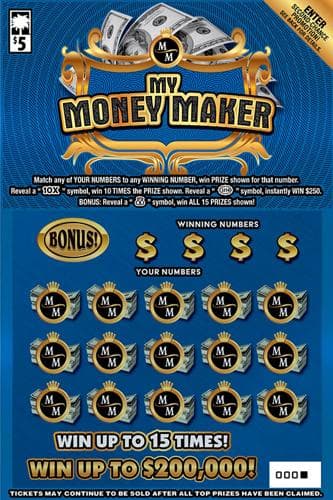 My Money Maker scratch-off ticket