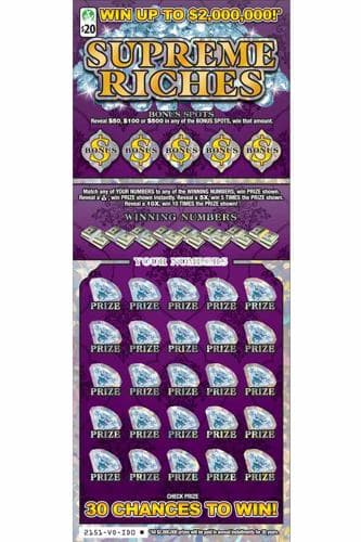 Supreme Riches scratch-off ticket