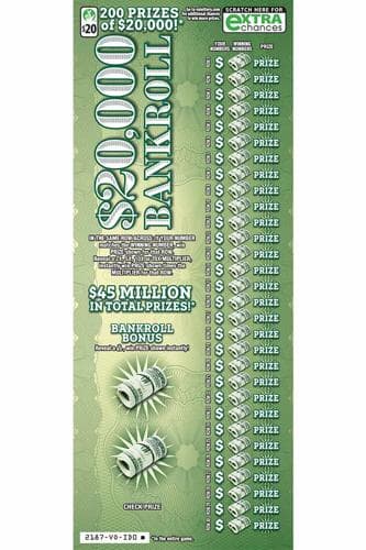 $20,000 Bankroll scratch-off ticket