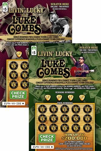 Livin Lucky with Luke Combs scratch-off ticket