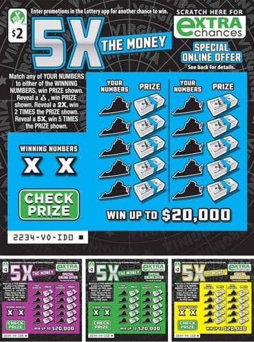 5X The Money scratch-off ticket