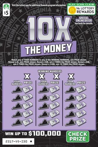 10X The Money scratch-off ticket