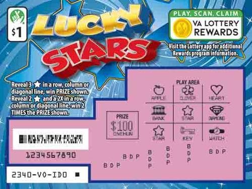 Lucky Stars scratch-off ticket