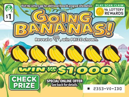 GOING BANANAS scratch-off ticket