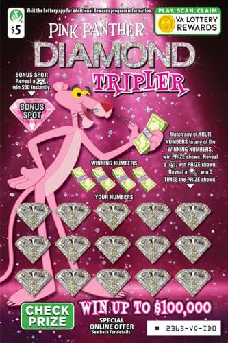 PINK PANTHER DIAMOND TRIPLER scratch-off ticket