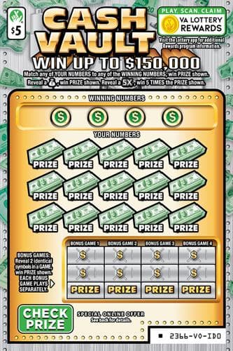 Cash Vault scratch-off ticket