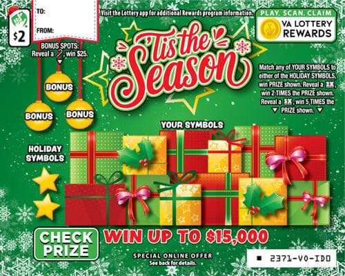 Tis The Season scratch-off ticket