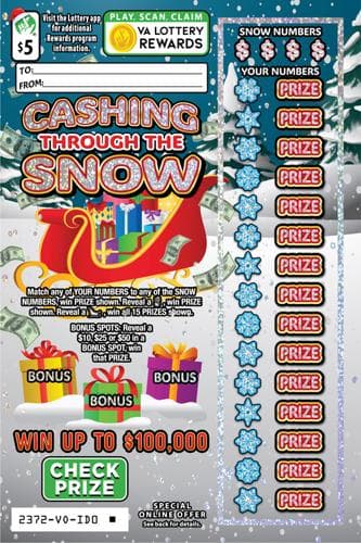 Cashing Through The Snow scratch-off ticket