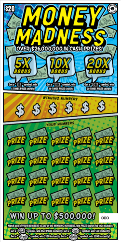 MONEY MADNESS scratch-off ticket