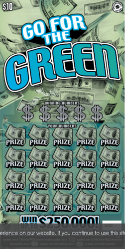 GO FOR THE GREEN scratch-off ticket