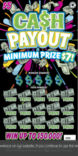 CA$H PAYOUT scratch-off ticket