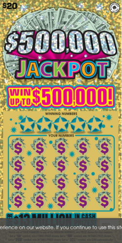 $500,000 JACKPOT scratch-off ticket
