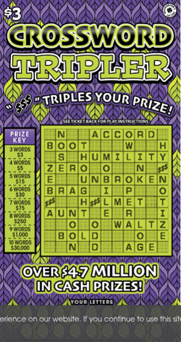 CROSSWORD TRIPLER scratch-off ticket