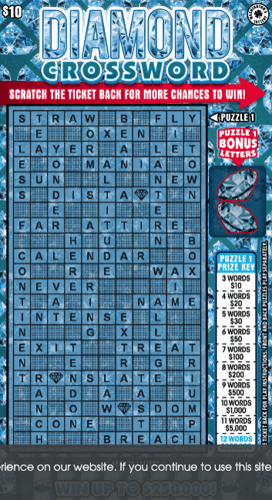 DIAMOND CROSSWORD scratch-off ticket