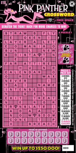 PINK PANTHER CROSSWORD scratch-off ticket