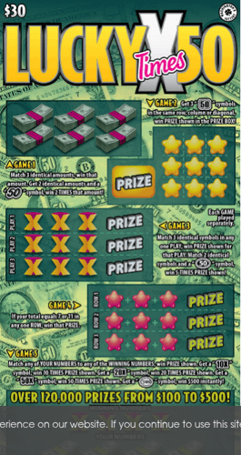 LUCKY TIMES 50 scratch-off ticket