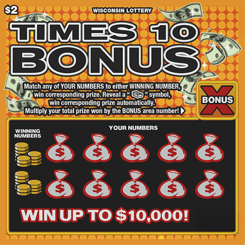 TIMES 10 BONUS scratch-off ticket