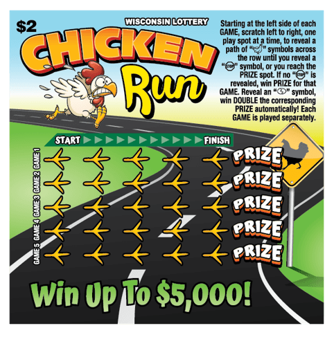 CHICKEN RUN scratch-off ticket