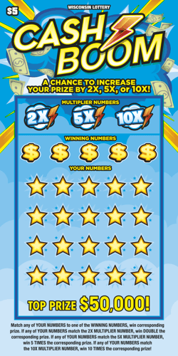 CASH BOOM scratch-off ticket